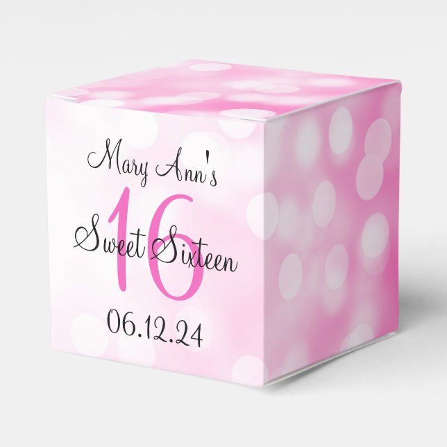 Elegant Sweet 16 Birthday Rosa Glitter Ljus Presentaskar (Framsidan Sidan)