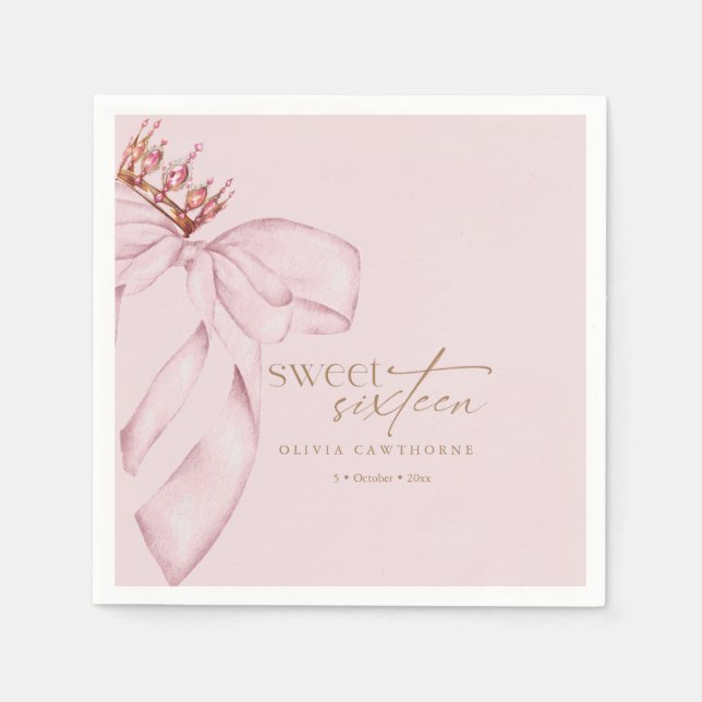 Elegant Sweet 16 Blush Pink Birthday  Pappersservett (Framsidan)
