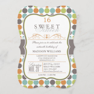 Elegant Sweet 16-fest inbjudan; Retro prickar Inbjudningar