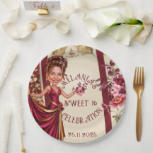 Elegant Sweet 16 Photo Caricature med Guld accent