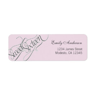 Elegant Sweet 16 Returadressetikett i Blekens Rosa Returadress Etikett