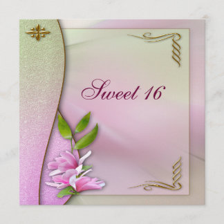 Elegant Sweet 16 Rosa Magnolia-Inbjudningskort Inbjudningar