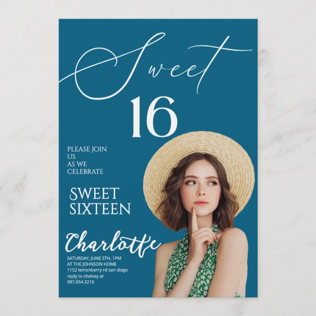 Elegant Sweet 16 Save the Date Birthday Inbjudningar (Framsida)