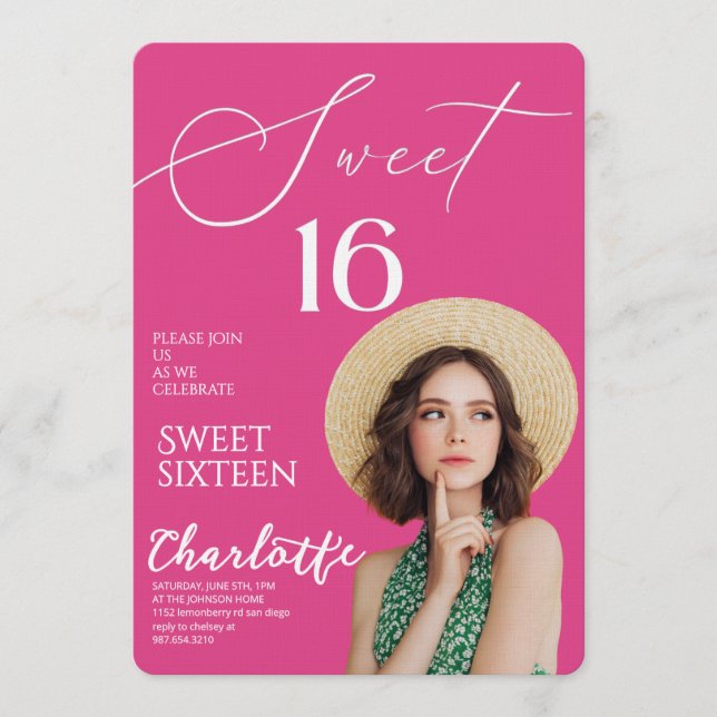 Elegant Sweet 16 Save the Date Birthday Inbjudningar (Framsida)