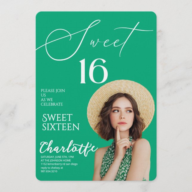 Elegant Sweet 16 Save the Date Birthday Inbjudningar (Framsida)