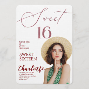 Elegant Sweet 16 Spara datumet Födelsedag Inbjudningar