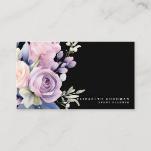 Elegant Sweet Flowers Black Affärskort Visitkort
