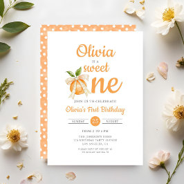 Elegant Sweet One Orange Citrus 1-årsdag Inbjudningar