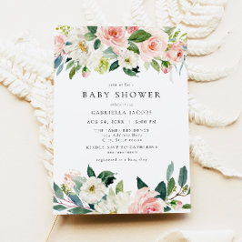 Elegant & Sweet  Rosa Blommigt Girl Baby Shower Inbjudningar