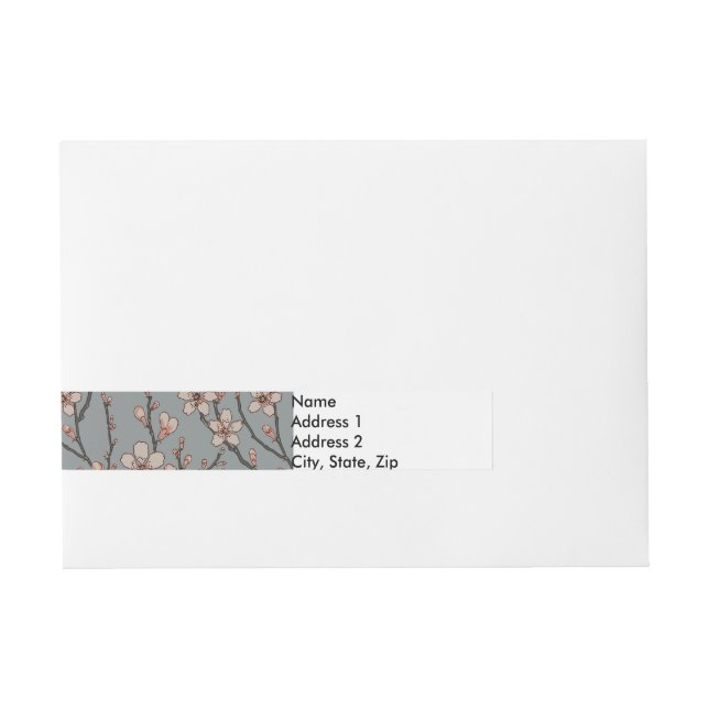 Elegant Sweet Rosa Flower Blommar Cherry Mönster Etikettband (Framsidan)