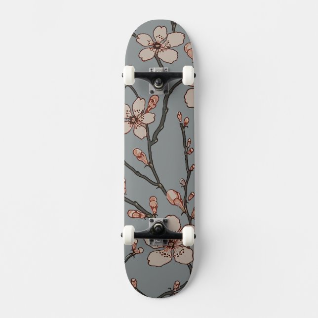 Elegant Sweet Rosa Flower Blommar Cherry Mönster Mini Skateboard Bräda 18,5 Cm (Framsida)
