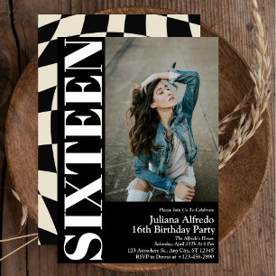Elegant Sweet sixteen 16:e Födelsedagsfestens foto Inbjudningar