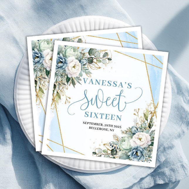 Elegant Sweet Sixteen Eucalyptus Green Party  Pappersservett (Elegant Sweet Sixteen Eucalyptus Green Party Paper Dinner Napkins)