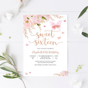Elegant Sweet Sixteen Födelsedagsinbjudan Inbjudningar