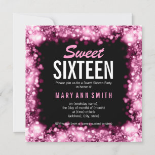 Elegant Sweet sixteen mousserande Ljus Rosa Inbjudningar