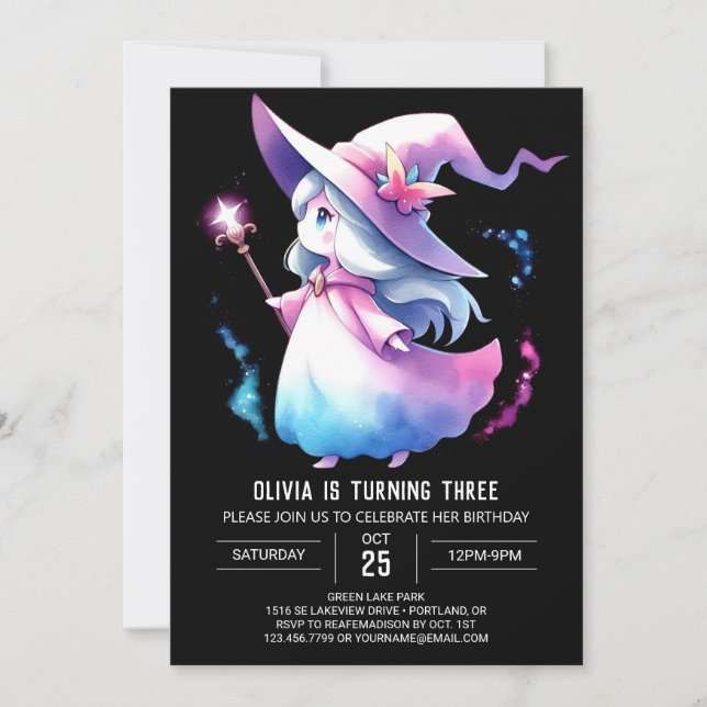 Elegant Sweet Wizard Birthday Inbjudningar (Framsida)