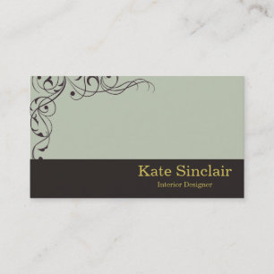 Elegant Swirl Blommigt Vine Gräns Insida Designer Visitkort
