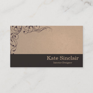 Elegant Swirl Blommigt Vine Gräns Insida Designer Visitkort