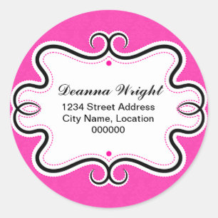 Elegant Swirl Gräns och Damask Stickers Runt Klistermärke