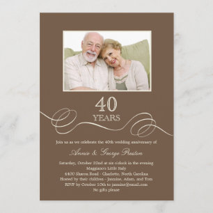 Elegant Swirl Jubileums Foto Inbjudan