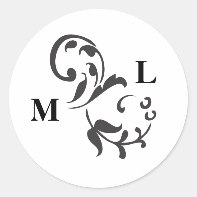 Elegant Swirl-kuvertförsegling Runt Klistermärke (Framsida)