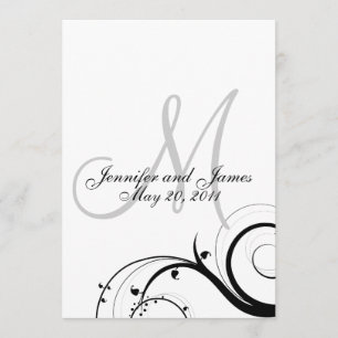 Elegant Swirl Monogram bröllopsinbjudan tillbaka Inbjudningar