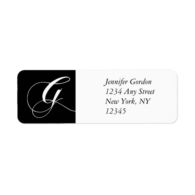 Elegant Swirl Monogram G-returadressetiketter Returadress Etikett (Framsidan)