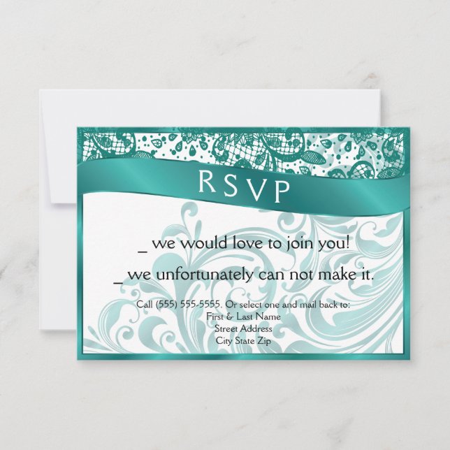 Elegant Swirl OSA kort 3.5x5 - Teal (Framsida)