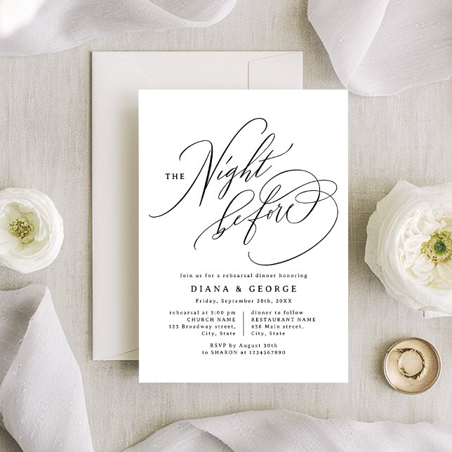 Elegant Swirl Script Simple Rehearsal Dinner Inbjudningar (Elegant Swirl Script Simple Rehearsal Dinner Invitation)