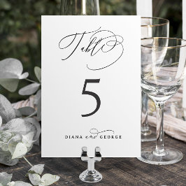 Elegant Swirl Script Simple Wedding Bordsnummer