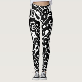 Elegant Swirls Black White 4Annie Leggings