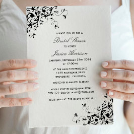 Elegant Swirls Black & White-Möhippa Inbjudningar