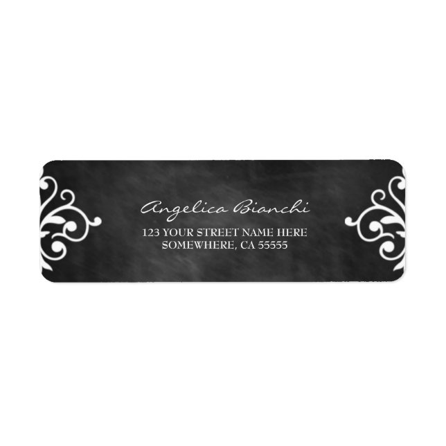 Elegant Swirls Chalkboard Return-adressetikett Returadress Etikett (Framsidan)