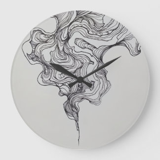 Elegant Swirls Line Art Clock Stor Klocka