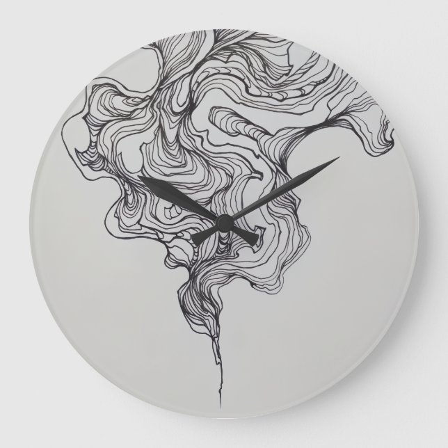 Elegant Swirls Line Art Clock Stor Klocka (Framsida)