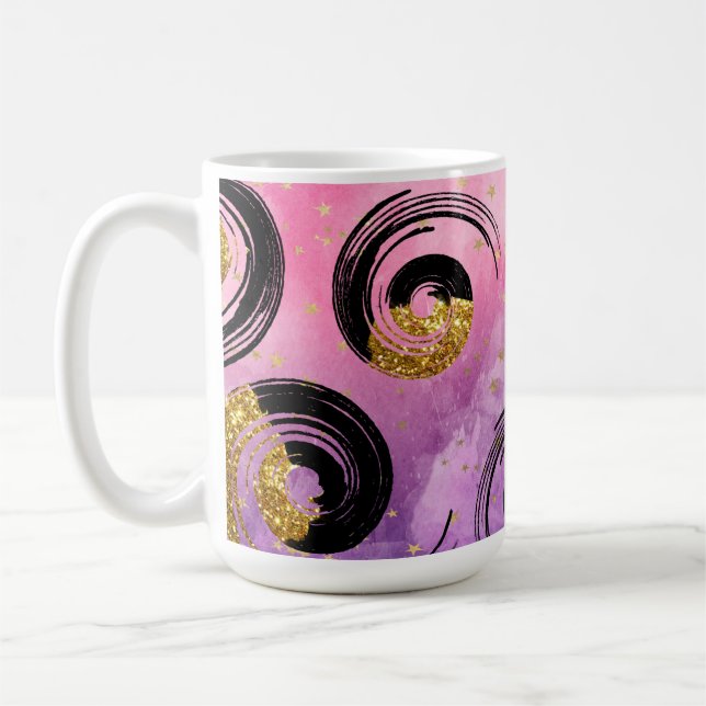 Elegant Swirls of Black and Guld Kaffemugg (Vänster)