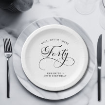 Elegant Swirly Calligraphy 40 Birthday Party