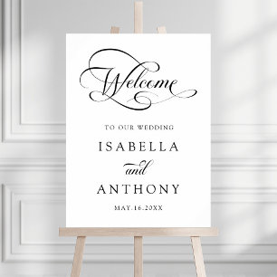 Elegant Swirly Calligraphy Bröllop Välkomsttecken Poster