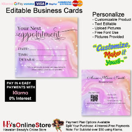 Elegant Swirly Sparkle Appointment Beautician  Fyrkantigt Visitkort