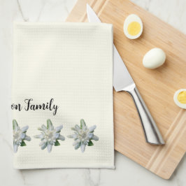 Elegant Swiss edelweiss blommonogram namn Kökshandduk