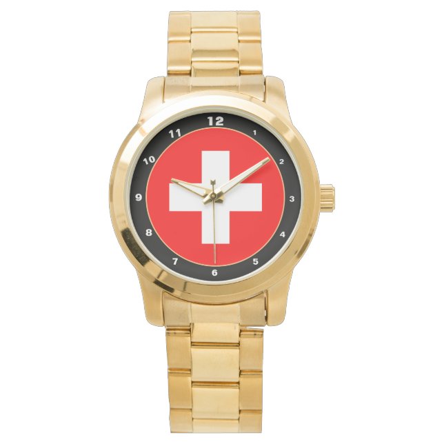 Elegant Swiss Flagga Business, Schweiz patriotic Armbandsur (Framsida)