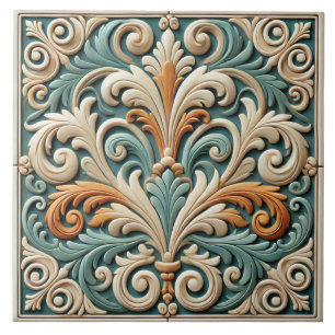 Elegant Symmetrisk Blommigt keramisk platta Kakelplatta