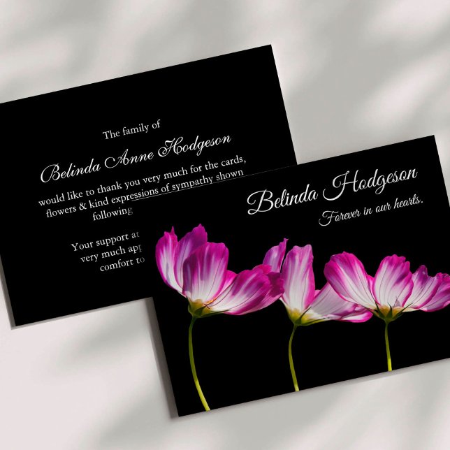 Elegant Sympathy Blommigt - Bekvämt tack Inbjudningar (Pretty Pink Flowers Sympathy Memorial Funeral Thank You Cards)