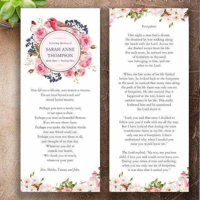 Elegant Sympathy Footprint Memorial Funeral Inbjudningar (Funeral Memorial Footprints funeral thank you card)