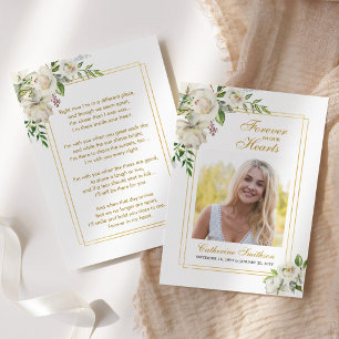 Elegant Sympathy Funeral Memorial Prayer Cards Visitkort