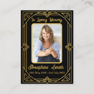 Elegant Sympathy Memorial Photo Prayer Card Visitkort