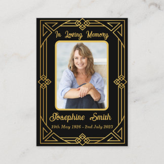 Elegant Sympathy Memorial Photo Prayer Card Visitkort