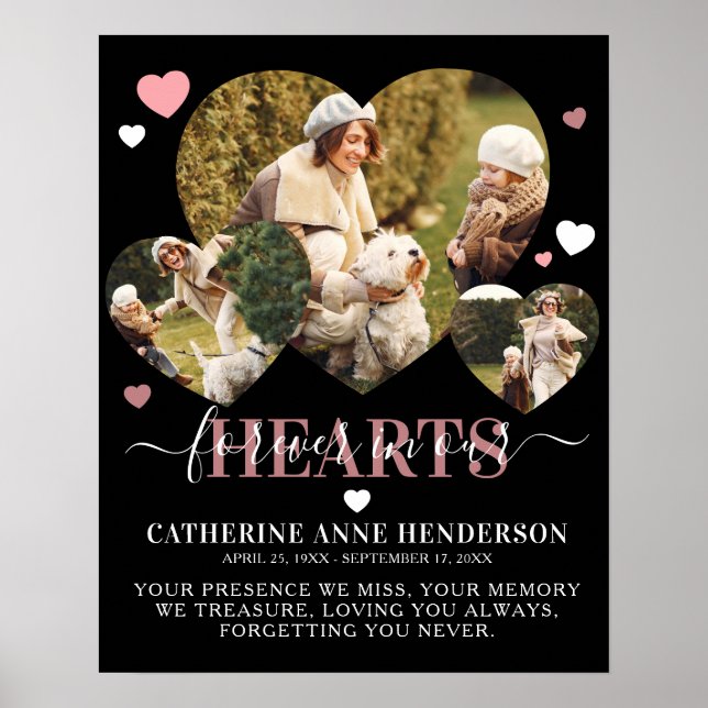 Elegant Sympathy Quote Heart Photos Memorial Poster (Framsidan)