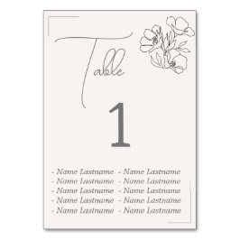 Elegant Table number with names, sitting. Bordsnummer