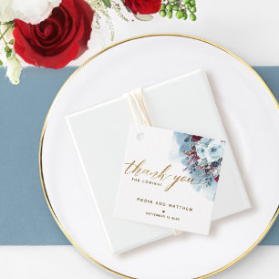 Elegant Tack, Blue Burgundy och Lila Blommigt Gåvor Etiketter